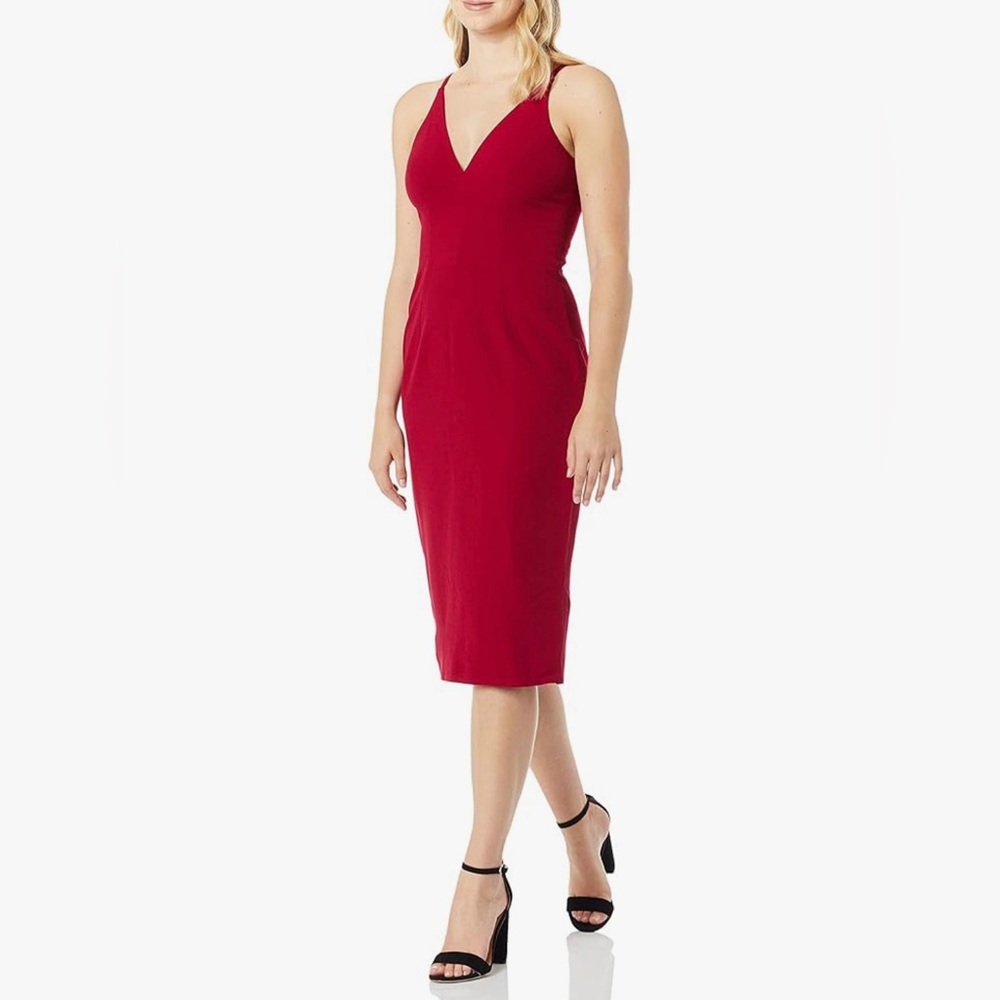 Red bodycon midi dress